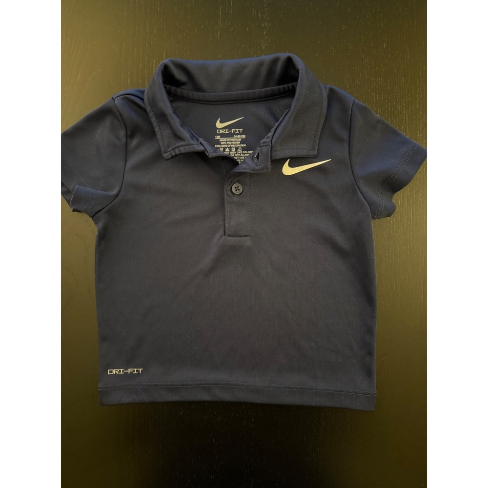 Nike Baby Swoosh‎ Collared Polo Shirt Toddler Boys 12m Navy Short Sleeve Tagless